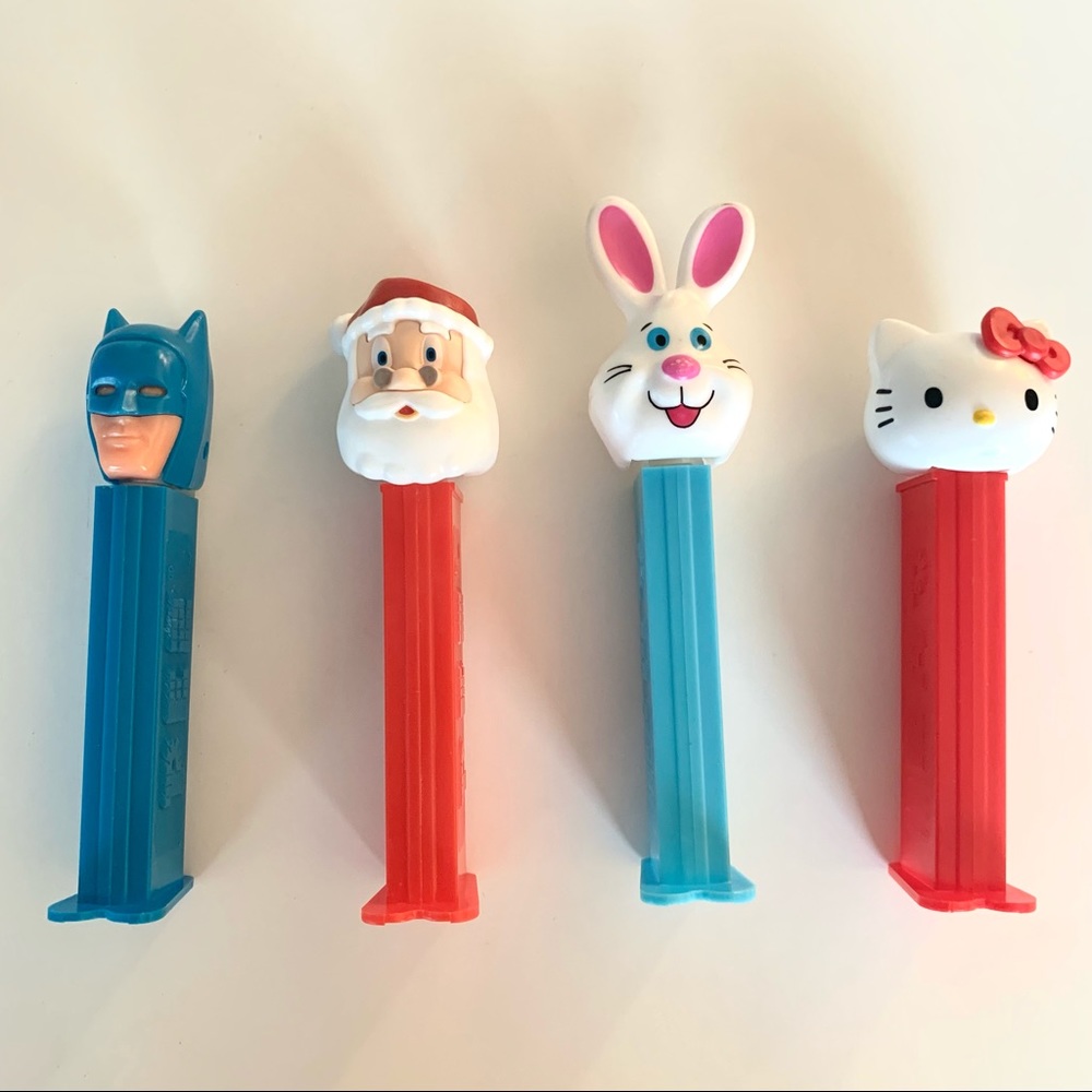 Vintage Batman 1985 Pez Dispenser, Santa, Easter Bunny and Hello Kitty Pez Disp.